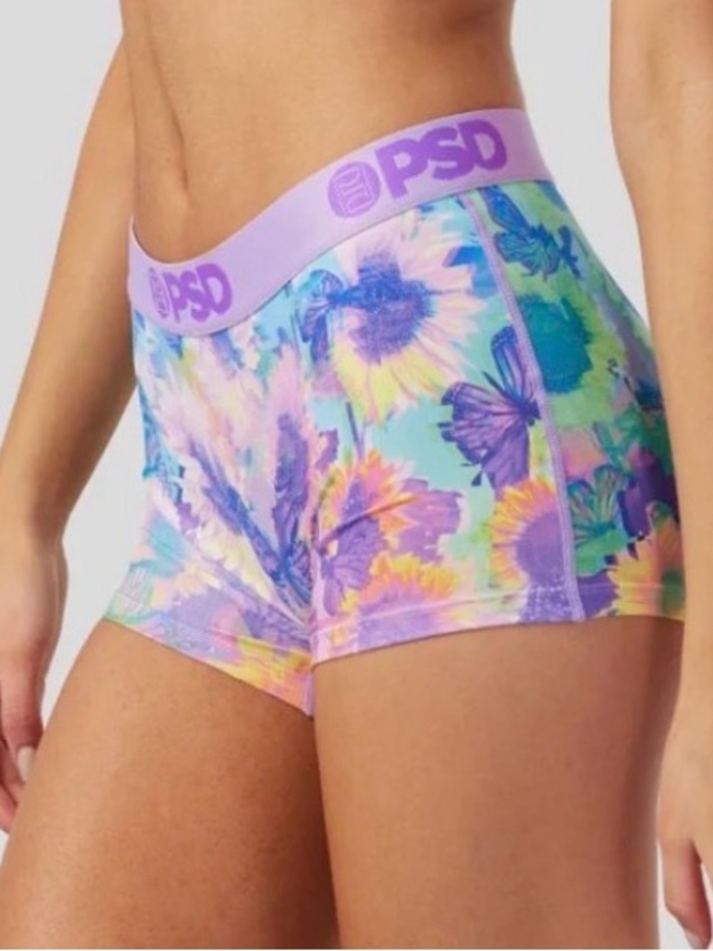 PSD /// Women's Garden Glitch Lavender Floral Soft Boy Shorts - Size Small - Picture 2 of 5